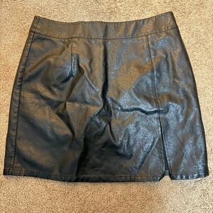 Lioness Black Leather Skirt with Slit